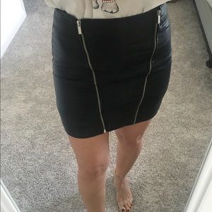 Mango faux leather black skirt